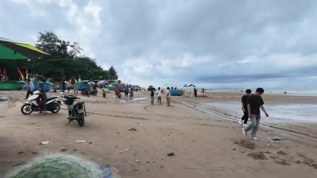Рыбацкая деревня Лонгхай во Вьетнаме: дорога по пляжу и разбор свежего улова у моря