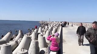 За салакой на Северный мол Балтийска: рыбалка среди камней, найденная оснастка и ведерко улова