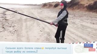 Акула на длинную береговую снасть в Намибии во время семейной поездки по атлантическому побережью