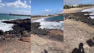 Playa Blanca, Lanzarote - утро на пляже и рыбалка у волнореза