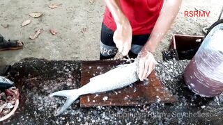 Beau Vallon market: разделка и продажа — вечерняя рыбалка удалась