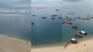 Zanzibar, Stone Town: рыбачьи лодки у стен старого города