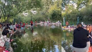 Пекин, детская точка: пруд в парке и первый опыт ловли