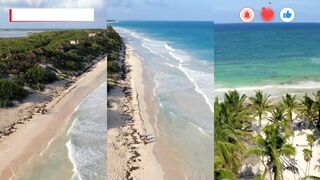 Остров Тулум с воздуха: свалы, течения и вероятный хищник