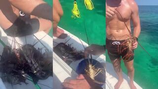 Куба, Варадеро: вытащили лобстеров - лодка, снасти, делимся уловом