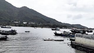 Хайнань, Ялунвань: рыбацкий порт — разгрузка неводов и аукцион