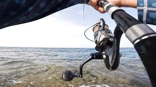 ضربت قرش من الكسارة jigging с берега борьба с акулой у волнореза на арабском побережье