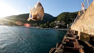 Гагры день у черноморского берега с удочками и прогулками по набережной