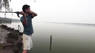 Yellow Cheek fishing, озеро Pearl Lake Shanghai выезд с Gong Lei и тест местных снастей