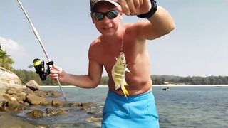 Морская рыбалка на пляже Bang Tao Таиланд вторая часть с тестом снастей и приманок