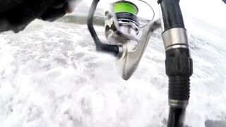 Береговая морская рыбалка в Salalah Oman, bluefish на волне Shimano Saragosa 6000 и Poseidon II