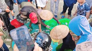 [4K 60fps] Da Nang вытаскиваем морской невод на берег и смотрим какой улов достали местные рыбаки