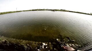 Freshwater fishing в Пекине, Китай спокойная рыбалка в городском парке среди высоток