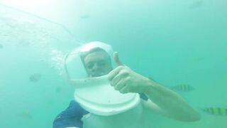 Sea Walking Phuket Coral Island прогулка по дну в шлемах и как тут с рыбой у рифов