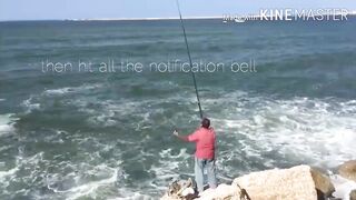 Морская рыбалка на пляже Alexandria Egypt береговая ловля у волн Средиземного моря