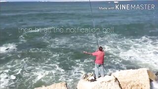 Морская рыбалка на пляже Alexandria Egypt береговая ловля у волн Средиземного моря