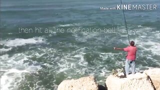 Морская рыбалка на пляже Alexandria Egypt береговая ловля у волн Средиземного моря