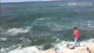 Морская рыбалка на пляже Alexandria Egypt береговая ловля у волн Средиземного моря