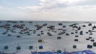 Рыбацкая гавань Mui Ne Phan Thiet Vietnam утро в порту с лодками и свежим уловом