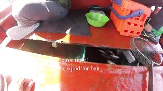 Морская рыбалка на Пхукуоке во Вьетнаме, глубинная ловля снаппера группера и queenfish с лодки