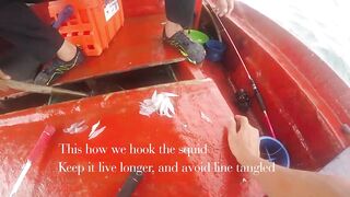 Морская рыбалка на Пхукуоке во Вьетнаме, глубинная ловля снаппера группера и queenfish с лодки