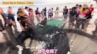 Морская рыбалка в Sanya Bay Hainan огромный улов почти в тысячу килограммов рыбы в одной сети