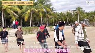 Морская рыбалка в Sanya Bay Hainan огромный улов почти в тысячу килограммов рыбы в одной сети