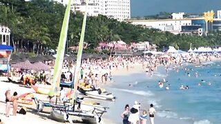 Знаменитый пляж Китая Dadonghai Sanya - популярная туристическая точка острова Хайнань