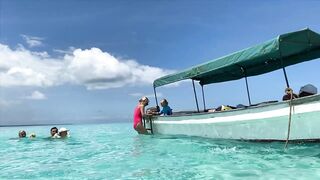 Zanzibar Mnemba остров Немо лодка к рифу и встреча с яркими рыбами под водой