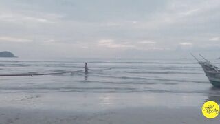 Net fishing Sri Lanka Galle Unawatuna сетями тянут рыбу на берег и делят улов