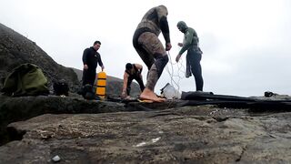 Подводная охота Ancon Lima Peru Playa Santa Rosa с братьями и трофейной рыбой