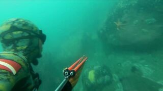 Подводная охота Ancon Lima Peru Playa Santa Rosa с братьями и трофейной рыбой