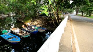 Рыбацкие лодки в устье реки у Nai Yang Phuket утро на море и подготовка к выходу