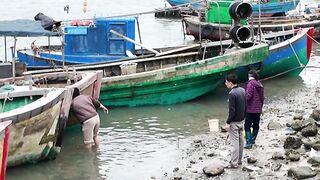 Небольшая рыбацкая деревня на Hainan Island рынок Dongshuigang и свежая рыба с утра