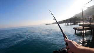 Beldibi Antalya неспешная рыбалка с берега формат POV и расслабляющий шум Средиземного моря