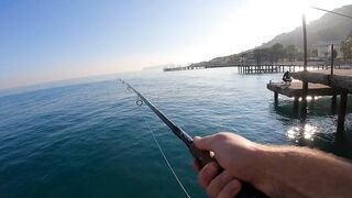 Beldibi Antalya неспешная рыбалка с берега формат POV и расслабляющий шум Средиземного моря