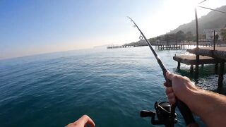 Beldibi Antalya неспешная рыбалка с берега формат POV и расслабляющий шум Средиземного моря