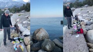 Новая попытка рыбалка на побережье Beldibi забросы с берега и вечернее Средиземное море под шум волн