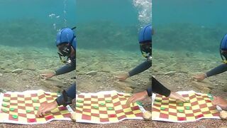 Израиль Эйлат Красное море дайвинг и морские шахматы на дне как игра для дайверов