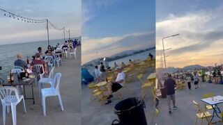 Fishing pier Hua Hin морская рыбалка в Хуа Хине с пирса прогулка с удочкой по вечернему морю