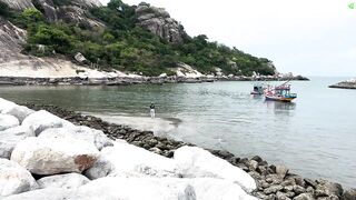 Исследуем пляж Hua Hin идем с удочкой к Khao Takiab и пробуем рыбалку по камням у храма на скале