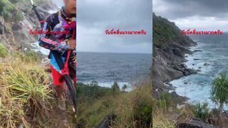 Kata Karon сейчас сильная волна морская рыбалка с берега Пхукета и охота на кальмара