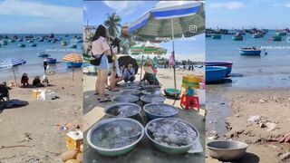Fishing village Muine Vietnam жизнь рыбацкой деревни Муйне лодки сети и утренний улов