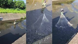 Устье дамбы где рыбы очень много бесплатная рыбалка и плотный клев на узком выходе воды