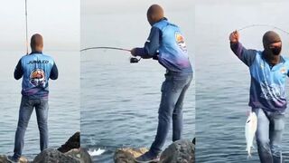 Shore fishing Al Zorah Ajman охота за queen fish на прибрежной бровке в защищённом заливе