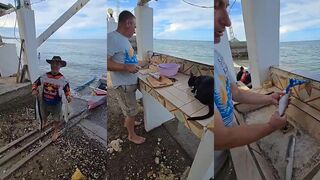 Филиппины, Cebu пришли с рыбалки и шкерим свежую рыбу для большого семейного ужина