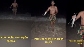 Ночная морская рыбалка на Кубе подводная охота с арбалетом у пляжа Guardalavaca