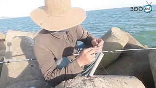 Морская рыбалка у входа в порт Phan Thiet сильное течение и активная рыба