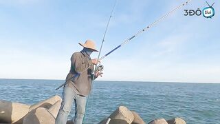 Морская рыбалка у входа в порт Phan Thiet сильное течение и активная рыба