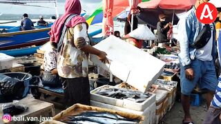 Традиционный рыбный рынок Jimbaran Bay прогулка среди улова ночной морской рыбалки